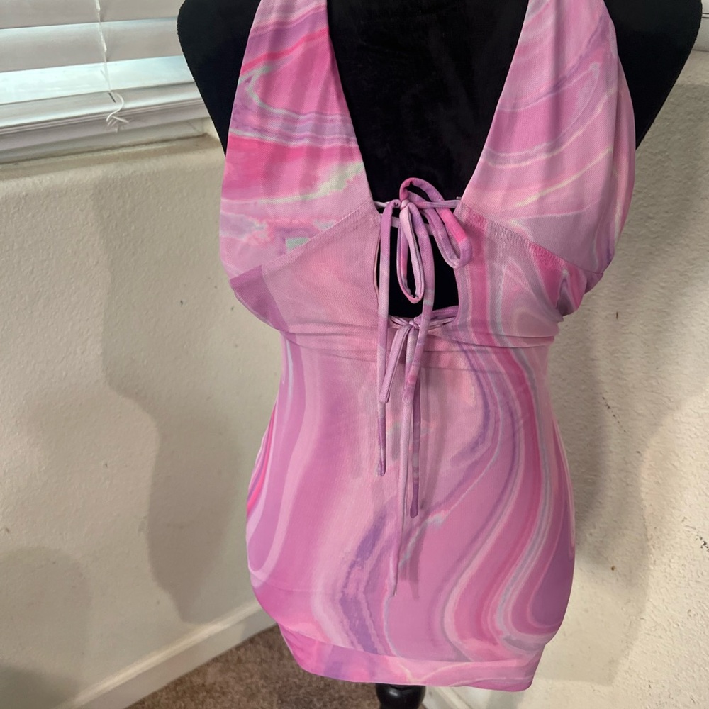 Pink Halter Tie-Dye‎ Top